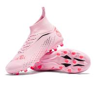 WOWEI Crampons Foot Homme Professionnel Chaussures de Foot Garçons High Top Spike Cleats Chaussures de Football Sport Antidérapants l'entraînement Athlétisme (Rose 4, 35EU)