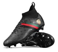 WOWEI Crampons Foot Homme Professionnel Chaussures de Foot Garçons High Top Spike Cleats Chaussures de Football Sport Antidérapants l'entraînement Athlétisme (Noir 1, 43EU)