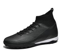 WOWEI Crampons Foot Homme Professionnel Chaussures de Foot Garçons High Top Spike Cleats Chaussures de Football Sport Antidérapants l'entraînement Athlétisme (Noir 3, 44EU)