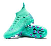 WOWEI Crampons Foot Homme Professionnel Chaussures de Foot Garçons High Top Spike Cleats Chaussures de Football Sport Antidérapants l'entraînement Athlétisme (Vert 1, 41EU)