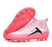 WOWEI Crampons Foot Homme Professionnel Chaussures de Foot Garçons High Top Spike Cleats Chaussures de Football Sport Antidérapants l'entraînement Athlétisme (Rose, 40EU)