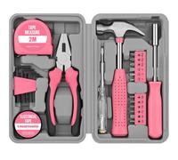 WOWEI Malette Outils 24 Pièces, Outils Bricolage Kit Main Ménage Général Boite à Outils Idéale pour Débutantes, pour la Maison & le Bureau avec Tournevis, Marteau, Pince et Ruban Mesurer