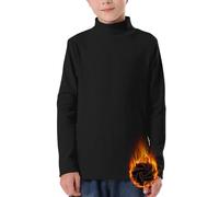 WOWENY Chemise thermique à col roulé pour enfant - Sous-vêtement pour garçon en polaire - Haut chaud - Pull à col roulé côtelé - Chemisier thermique à manches longues pour fille - Pour l’hiver - 5-14