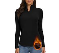 WOWENY Chemise Thermique pour Femme avec Fermeture éclair 1/4 Manches Longues col Haut Haut en Polaire col Montant Demi-Fermeture éclair Pull Chaud