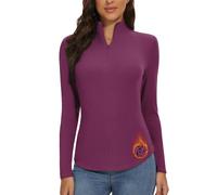 WOWENY Chemise Thermique pour Femme avec Fermeture éclair 1/4 Manches Longues col Haut Haut en Polaire col Montant Demi-Fermeture éclair Pull Chaud