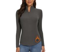 WOWENY Chemise Thermique pour Femme avec Fermeture éclair 1/4 Manches Longues col Haut Haut en Polaire col Montant Demi-Fermeture éclair Pull Chaud