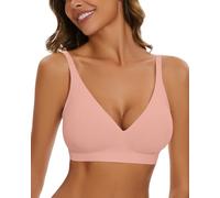 WOWENY Comfit Soutien Gorge sans Armature pour Femme - Brassiere Classiques Decollete Plongeant- Soutien-Gorge Push Up rembourré - Bralette Douce et Confortable Sexy Rose S