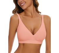 WOWENY Comfit Soutien Gorge sans Armature pour Femme - Brassiere Classiques Decollete Plongeant- Soutien-Gorge Push Up rembourré - Bralette Douce et Confortable Sexy Rose XL