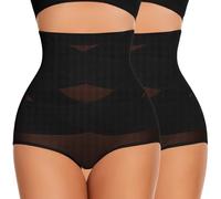 WOWENY Shapewear Culotte gainante pour femme - Taille haute - Sous-vêtements gainants - En maille respirante - Culotte gainante - Forte, Noir x 2., S