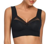 WOWENY Soutien-Gorge Femme sans Coutures en Dentelle sans Bords, Push-up Doux et Souple, léger et Respirant pour Femme, Corset Classique Moderne, Noir, S