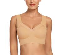 WOWENY Soutien Gorge sans Armature Stretchy Zero Feel Bralette Femme Invisible Zero Couture Bra, Zero Marque sur la Peau, Ultra Confort Bustier, Bonnets Non-Amovibles Brassière(Brun,XL)