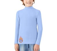 WOWENY T-shirt thermique à manches longues pour enfant - Chaud - Unisexe - Col roulé - Pour fille et garçon - Hiver - Ski - 6-14 ans, bleu, 9-10 ans