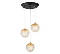 WOWEWA Suspension Luminaire 3 lampes,G9 luminaire plafonnier 3 spot LED,Lampe suspendue Éclairage moderne Chandelier globe réglable pour la maison Cuisine Chambre à coucher Salon Salle à manger,doré