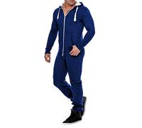 WowFab Combinaison Pyjama en Polaire pour Homme - Élégante et à Capuche, Bleu Marine, XL