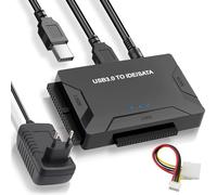 Wowfast Adaptateur universel USB 3.0 vers disque dur IDE/SATA, adaptateur de disque dur 5 Gbps USB pour disque dur SATA 2,5" et 3,5" et IDE HDD, compatible Windows/Linusx/Vista/XP avec interrupteur