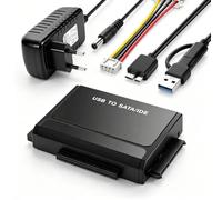 Wowfast Adaptateur USB 3.0 vers IDE/SATA avec Micro-B, adaptateur de disque dur externe pour HDD/SSD 2,5" et 3,5", convertisseur IDE/SATA avec bloc d'alimentation 12 V, compatible avec Windows, Mac OS