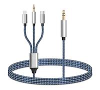 Wowfast Câble auxiliaire 3 en 1 pour voiture, certifié MFi, USB-C 3,5 mm et Lightning vers câble auxiliaire 3,5 mm, câble auxiliaire vers Lightning compatible avec iPad, téléphone portable (pas pour