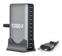 Wowfast Chargeur USB C multiple 1000 W - 10 ports - Chargeur rapide Gan 4 Max 140 W PD3.1/QC20W - Station de charge pour ordinateur portable (8 USB-C et 2 USB-A) pour MacBook Air, i-Pad, iPh0ne 17/16