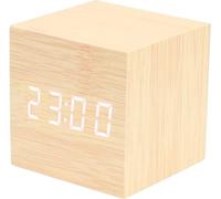 Wowfast Réveil numérique en bois avec écran LCD, réveil de table numérique avec fonction de mémorisation - 4 niveaux de luminosité Horloge en bois pour décoration de chambre à coucher/table de nuit