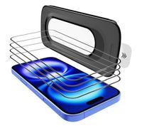 WowFluy Lot de 4 films protecteurs d'écran pour iPhone 16/iPhone 15 6,1" | Plateau ultra ajusté, auto-ajustement sans bulles, verre trempé de dureté 9H, résistant aux rayures, HD transparent
