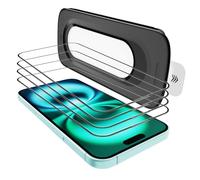 WowFluy Lot de 4 films protecteurs d'écran pour iPhone 16 Plus/iPhone 15 | Plateau ultra ajusté, auto-ajustement sans bulles, verre trempé de dureté 9H, résistant aux rayures, HD transparent