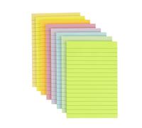 Wowivy Notes autocollantes lignées 4 x 6 pouces, blocs-notes lignés pastel, blocs-notes colorés super collants, 45 feuilles/bloc, 8 blocs/paquet