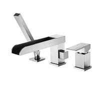 Wowkk Robinetterie de baignoire romaine en laiton avec douchette nickel brossé