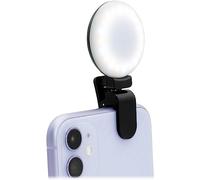 WOWLED Anneau Lumineux à Clipser pour Selfie, Rechargeable et Rotatif à 3 Niveaux de réglage de la luminosité pour téléphone Portable, Noir, pour webcast, Maquillage, Streaming en Direct