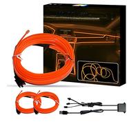 WOWLED Câble néon orange El Wire pour intérieur de voiture, kit de lumière à câble néon USB 3 en 1 pour éclairage d'ambiance de voiture, bande lumineuse LED pour intérieur de voiture, décoration de