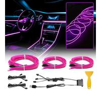 WOWLED Fils lumineux LED violets El Wire pour intérieur de voiture, kit de fil néon USB 3 en 1 pour éclairage d'ambiance de voiture, bande lumineuse LED pour couture et décoration de bord (5m / 5V)