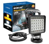 WOWLED Lampe de travail magnétique à LED bicolore - Spot de camping portable ambré et blanc, 72 W pour voiture, camion, tracteur, remorque, tondeuse à gazon