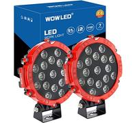 WOWLED Lampes de Travail, 2 Pcs 51W Ronde LED Lampe de Travail LED Rouge Conduite Spot Faisceau Lampe de Travail pour Conduite Offroad SUV 4WD 4X4 ATV Camion Bateau Car Camp