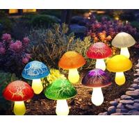 Wowlela Lampes solaires en forme de champignon - 8 modes d'éclairage - Étanche - Champignon fissuré - Éclairage coloré pour allée de jardin, terrasse, cour, clôture