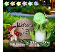 Wowlela Statues solaires de jardin en forme de grenouille avec lumières LED de 6 couleurs, figurine de grenouille en résine imperméable décorative pour terrasse, pelouse, cour, cadeau de pendaison de