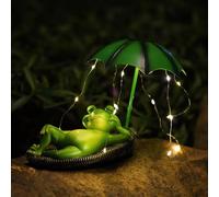 Wowlela - Statues solaires d'extérieur, décor de jardin avec grenouilles, statue de jardin solaire avec parapluie et lumières à ficelle, ornements de jardin étanches, statues de grenouilles solaires