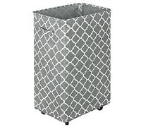 WOWLIVE Grand panier à linge à roulettes de 90 L, grand panier à linge pliable, avec poignée, pliable pour vêtements sales, panier de rangement rectangulaire pliable pour dortoir (gris 3)