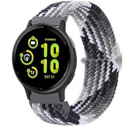 Wownadu 20mm Bracelet Nylon Compatible pour Garmin Vivoactive 6/5/3, Venu, Venu sq/sq 2, Forerunner 55/165/245/645 Bracelets de Remplacement en Tissu Femme Homme Noir Blanc (Pas de Tracker)
