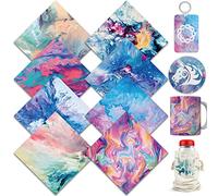 WOWOCUT Lot de 8 feuilles d'encre de transfert infusible de 30,5 x 30,5 cm, pré-imprimées pour tasses à transfert thermique, t-shirts, gobelets, boucles d'oreilles, pour Cricut Joy