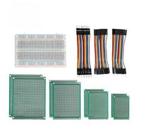 WOWOONE Kit de prototypage PCB double face avec platine d'expérimentation 400 points et 3 types de fils de démarrage de 10 cm à 20 broches, compatible avec Arduino et Raspberry Pi pour projets