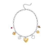 WOWORAMA Collier avec pendentif en forme de cœur pour femme - En argent et or - Avec pendentif en forme de cœur épais - Réglable - Collier de Saint-Valentin - Taille réglable - Métal - Pas une pierre