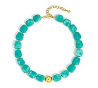 WOWORAMA Collier ras du cou coloré pour femme - Multicolore - Grandes perles carrées en résine - Style bohème - Bijoux d'été Y2K, Adjustable Size, Résine, Pas de pierre précieuse