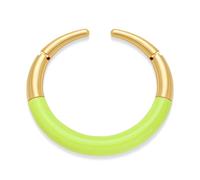 WOWORAMA Collier ras du cou épais pour femme - Collier ras du cou rond bicolore en métal mélangé - Colliers de manchette ouverts - Beige vert et doré, One Size, Métal, Pas de gemme