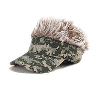 WOWOWO Baseball Hat Mens nouveauté Pare-Soleil Casquette avec Pointes Faux Cheveux Camouflage Impression réglable Snapback Perruque Chapeau de Baseball