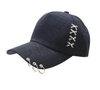 WOWOWO Chapeau de Baseball Unisexe Punk Rock métal Croix Piercing Casquette de Baseball Hip Hop Street Style 3 Anneaux réglable