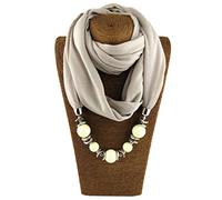 WOWOWO Femmes Mode Foulard Anneau écharpe Colliers Perles Couleur Unie Bijoux châle