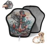 WowPrint Anchor Lot de 2 gants d'épilation vintage pour chat et chien - Gants électrostatiques réutilisables pour poils d'animaux domestiques - Outil de brosse pour canapé, vêtements, tapis, meubles