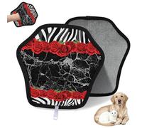 WowPrint Art Rose Zebra Marble Gant d'épilation d'animaux domestiques pour chat et chien Gants électrostatiques réutilisables Brosse pour canapé, vêtements, tapis, meubles, siège de voiture