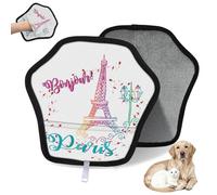 WowPrint Bonjour Tour Eiffel Gant d'épilation d'animaux domestiques pour chat et chien Tour Eiffel Paris Gants électrostatiques réutilisables Brosse Brosse Outil pour canapé, vêtements, tapis, meubles