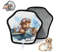 WowPrint Cute Bear Pilots Lot de 2 gants d'épilation électrostatiques réutilisables pour animaux domestiques pour canapé, vêtements, tapis, meubles, siège de voiture