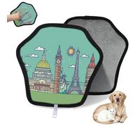 WowPrint Famous Landmarks Lot de 2 gants d'épilation pour chat et chien Motif dessin animé
